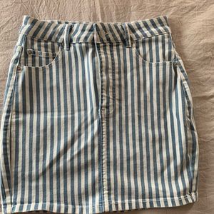 Garage blue and white denim striped skirt